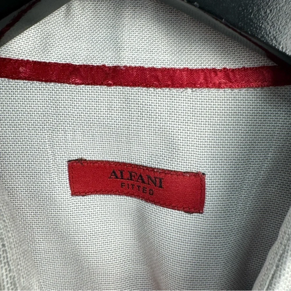 Alfani Men's Fitted Dress Shirt Button Front Button Up Gray Size Large 16